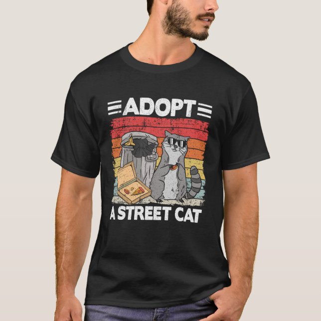 Adopt A Street Cat Trash Can Garbage Panda Pizza R T-Shirt (Vorderseite)