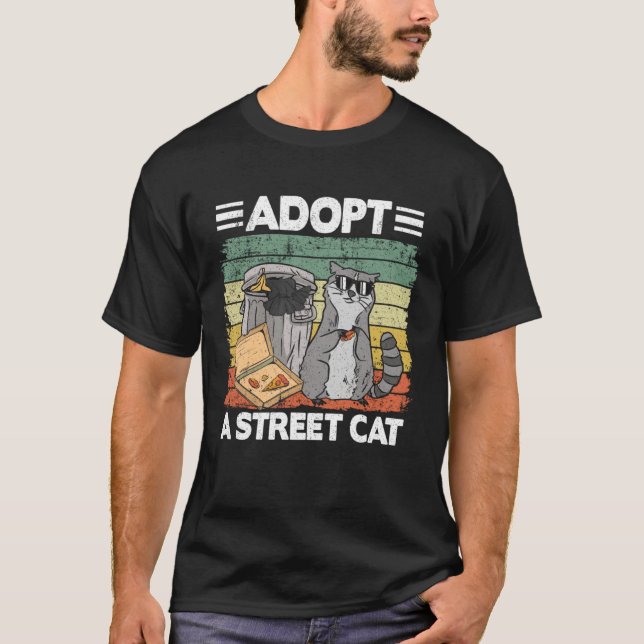 Adopt A Street Cat Trash Can Garbage Panda Pizza R T-Shirt (Vorderseite)