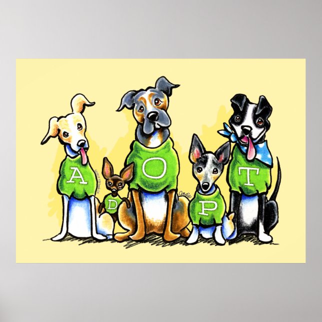 Adopt Shelter Dogs Green Tees Think Adoption Poster (Vorne)