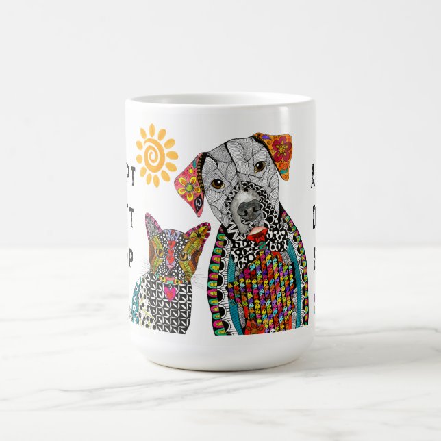 Adoptez Ne pas Acheter Chien et Chat Mug (Centre)