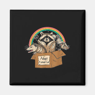 Adoptier A Street Cat Shirt Funny Opossum Raccoon Magnet