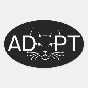 Adoptier Cat White Ovaler Aufkleber