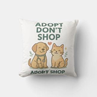 Adoptier Don't Shop - Niedliches Hund- und Katzen- Kissen