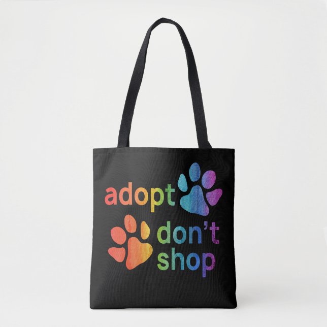 Adoptier Don't Shop Rainbow Paws Tasche (Vorderseite)