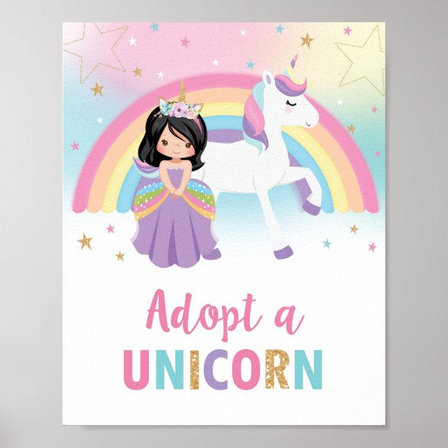 Adoptier einer Einhornprinzessin und Einhornsigne Poster (Vorne)