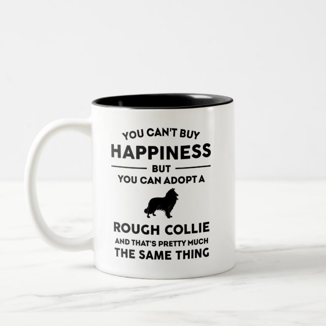 Adoptier eines rauen Collie Happiness Zweifarbige Tasse (Links)