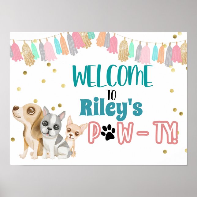 Adoptier eines Welpen, Pawty, Welpe-Party, Kindert Poster (Vorne)