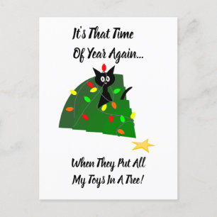 Adoptier: Katze Weihnachtsbaum: Zeit des Jahres! Postkarte