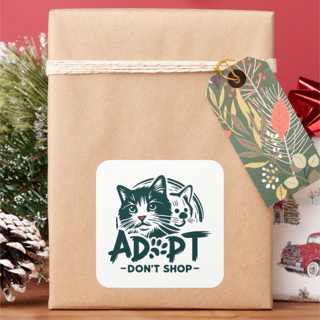 Adoptier nicht einkaufen 1 quadratischer aufkleber (Feiertag)