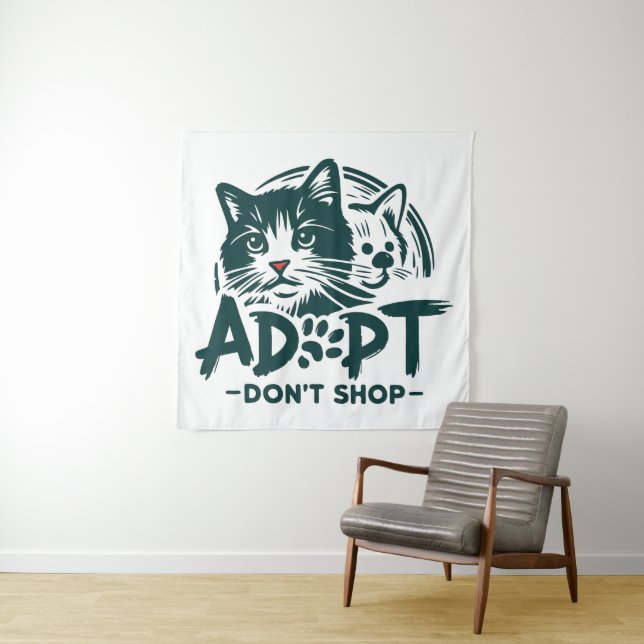 Adoptier nicht einkaufen 1 wandteppich (Beispiel)