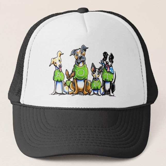 Adoptier Shelter Hunde Grüne T-Shirts denken Adopt Truckerkappe (Vorderseite)