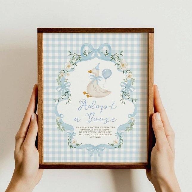 Adoptiere ein Gans Blaues Schleife Gingham-Geburts Poster (Von Creator hochgeladen)