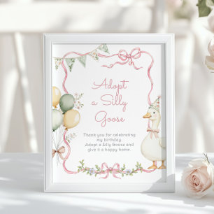 Adoptiere eine alberne Gans Whimsical Pink Mädchen Poster