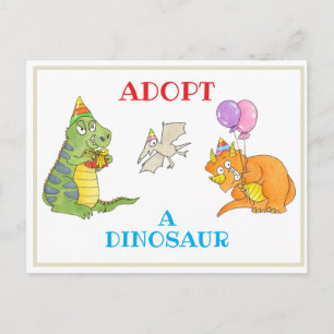 Adoptiere eine Dinosaurier-Karte mit Unterschrift  Postkarte