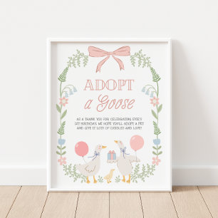Adoptiere eine Gans Pink Floral Geburtstagsdekorat Poster