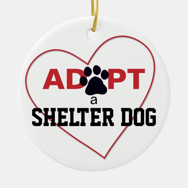 Adoptieren Sie einen Schutz-Hund Keramikornament (Vorne)