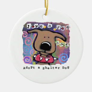 Adoptieren Sie einen Schutzhund, Liebe ein Hund Keramik Ornament