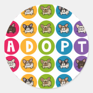Adoptieren Sie Regenbogen Frenchie Runder Aufkleber