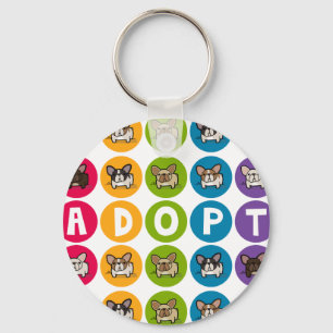 Adoptieren Sie Regenbogen Frenchie Schlüsselanhänger