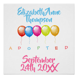Adoptiert Baloons - Individuelle Name Datum Poster