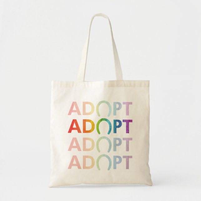 Adoptiert Hoof Stack Text Rainbow Tragetasche (Vorne)