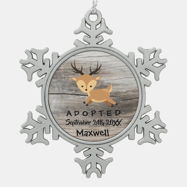 Adoptiert - kundengebundenes schneeflocken Zinn-Ornament (Vorderseite)