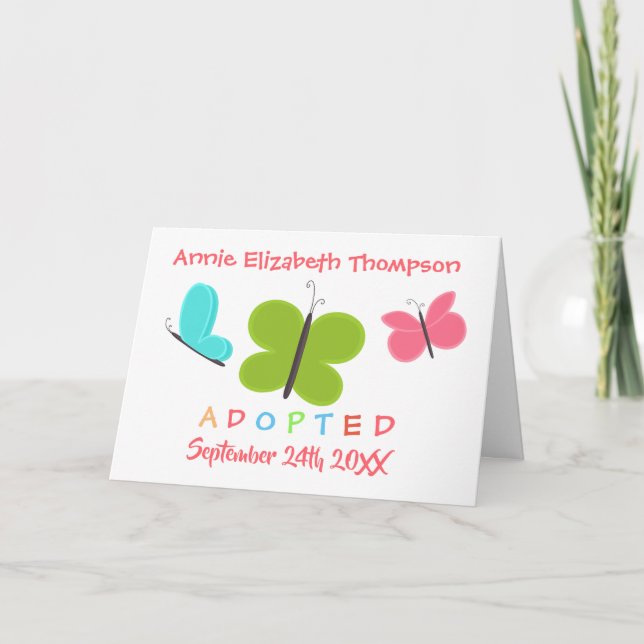 Adoptiert Schmetterlingsmühle Adoption - Individue Einladung (Vorderseite)