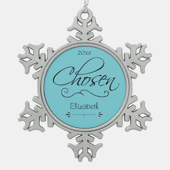 Adoptiert Scrollen ausgewählt Datumsangabe Adoptio Schneeflocken Zinn-Ornament (Vorderseite)