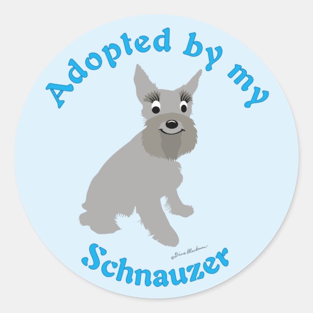 Adoptiert von meinem Schnauzer Runder Aufkleber (Vorderseite)
