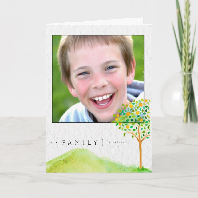 Adoption Ankündigung Aquarellbaum (Vorderseite)