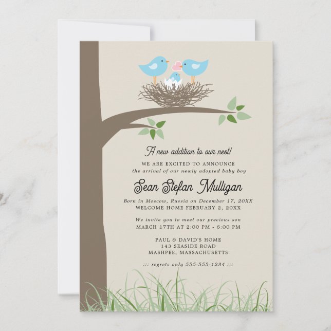 Adoption Ankündigung Baby Bird's Nest (Vorderseite)