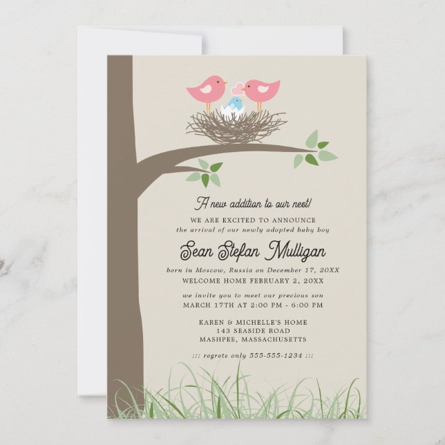 Adoption Ankündigung Baby Bird's Nest (Vorderseite)