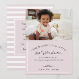 Adoption Ankündigung Rosa und Weiß Streifen