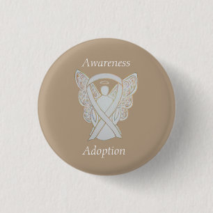 Adoption Awareness Angel White Ribbon Custom Butto Button