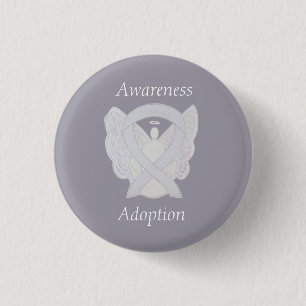 Adoption Awareness Angel White Ribbon Custom Butto Button