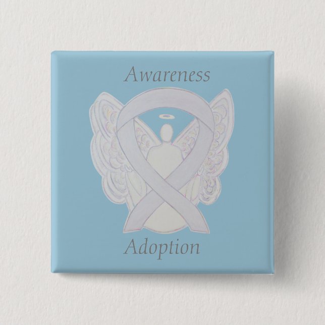 Adoption Awareness Angel White Ribbon Custom Butto Button (Vorderseite)
