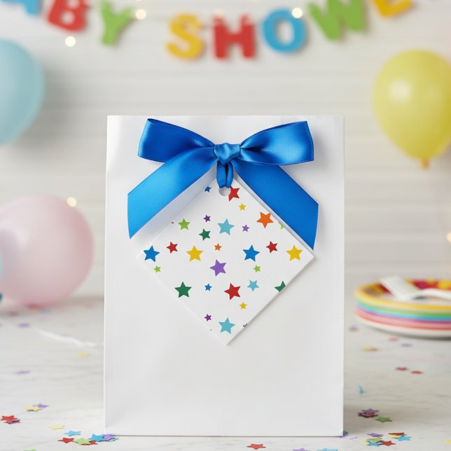 Adoption Babydusche Gast Geschenkanhänger (Bright stars party favor tag)