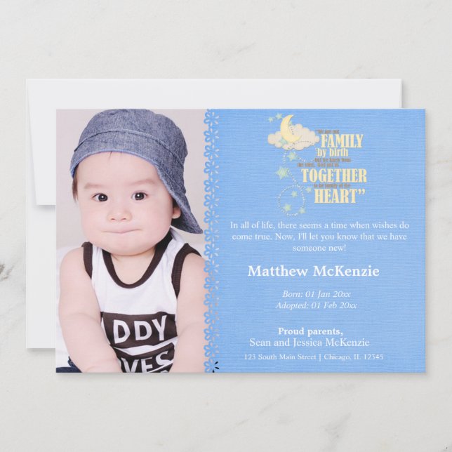 Adoption Boy Faire-part (Devant)