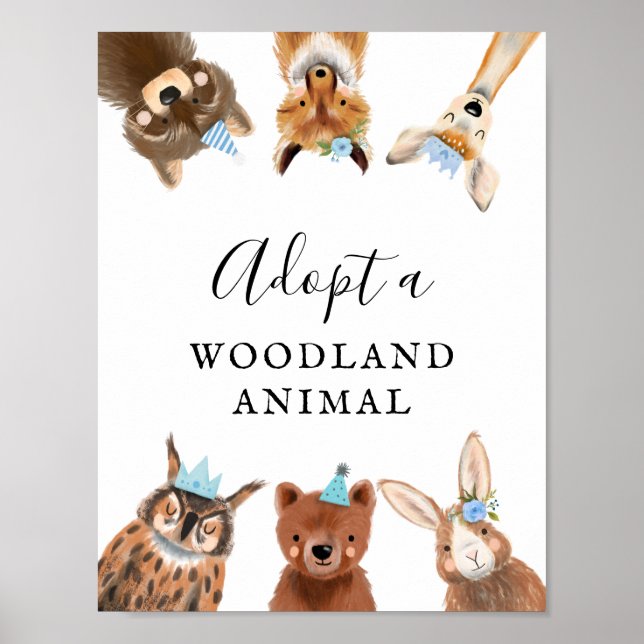 Adoption | Boy Woodland Geburtstagsparty-Zeichen Poster (Vorne)