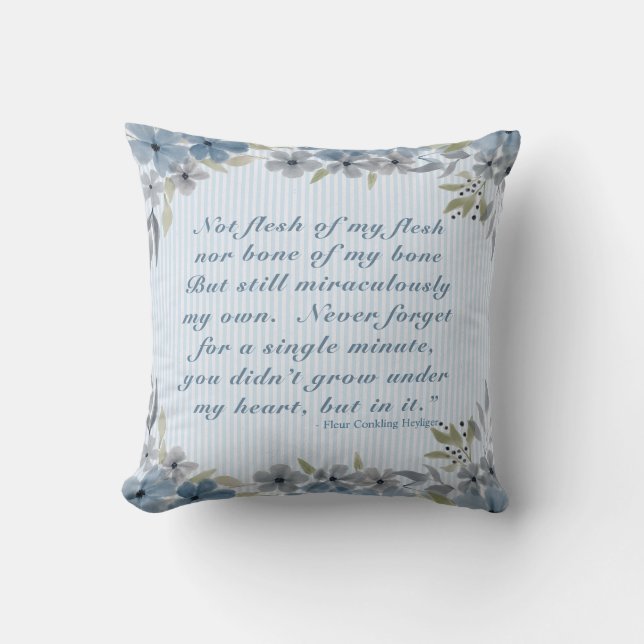 Adoption Creed Gedicht Blue Floral Kissen (Vorderseite)