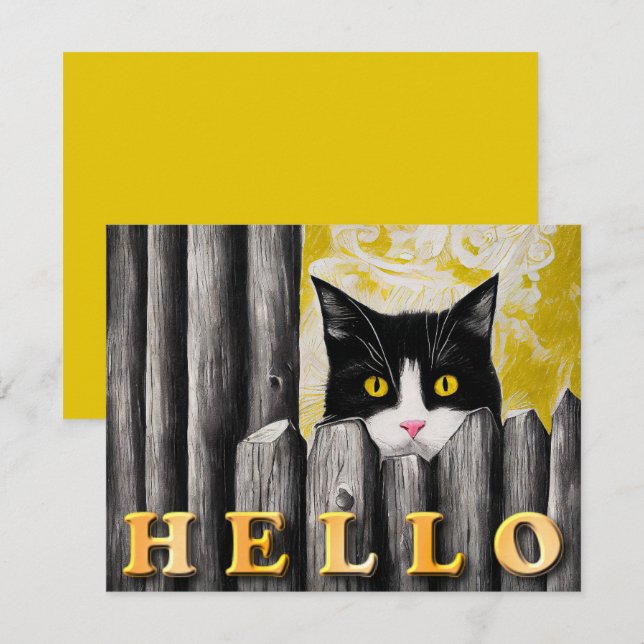 Adoption de chats chats chats Bonjour carte plat (Devant / Derrière)