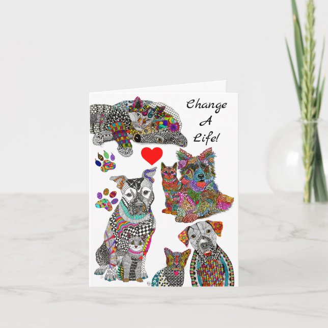 Adoption de chiens et de chats et carte de voeux S (Devant)