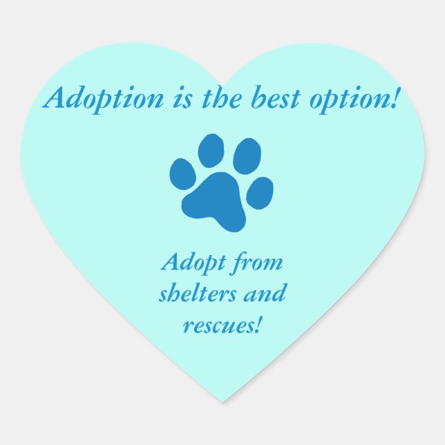 Adoption der besten Option Blue Paw Print Herz-Aufkleber (Vorderseite)