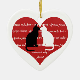 Adoption der Katze, Herzensrettung Keramik Ornament