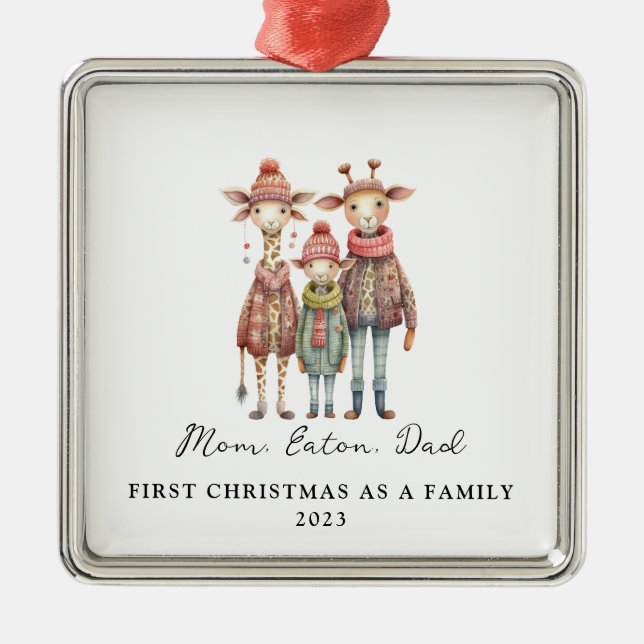 Adoption der Kinder - Erste Weihnachten als Famili Ornament Aus Metall (Vorne)