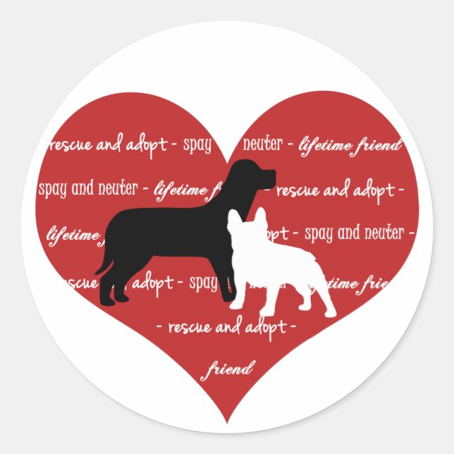 Adoption des Hundes, Herzsticker umrunden Runder Aufkleber (Vorderseite)