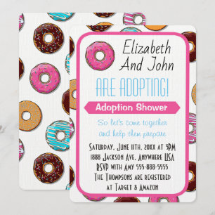 Adoption Dusche Modernes Rosa Donut Party Einladung