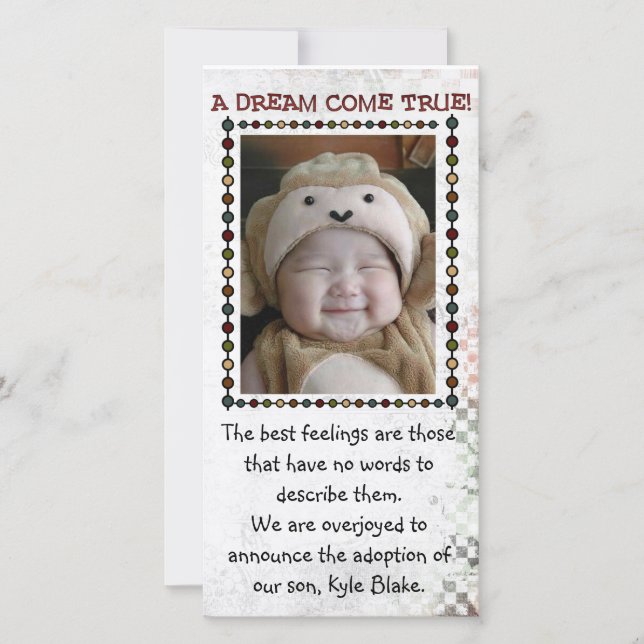 Adoption Fotokarte Ankündigung (Vorderseite)