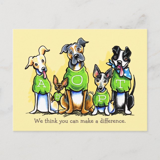 Adoption für Haustiere, ohne Erwerbszweck, Hunde f Postkarte (Vorderseite)