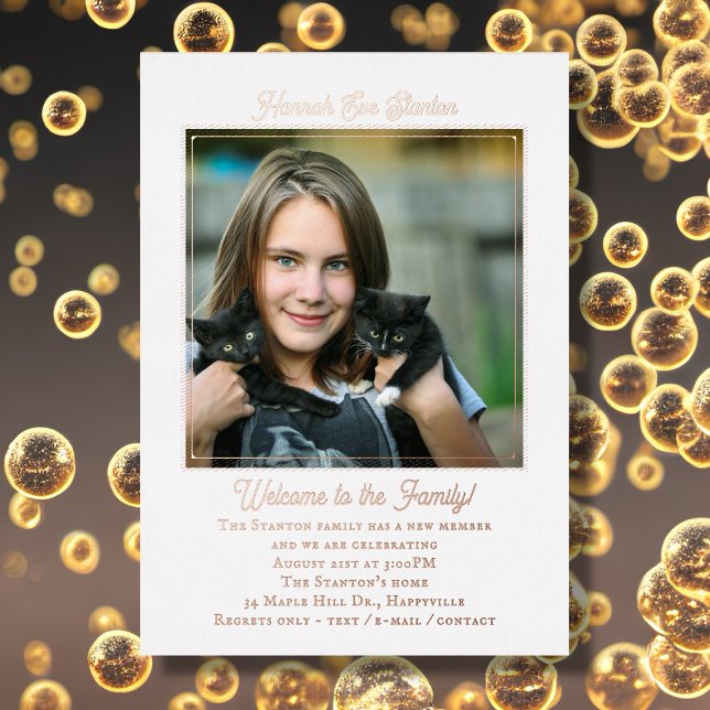 Adoption Older Girl Rose Goldene Foil Einladung (Von Creator hochgeladen)
